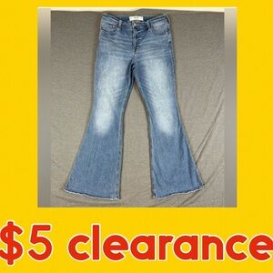 Hollister Blue Flare Wide Leg Jeans with Vintage Finish